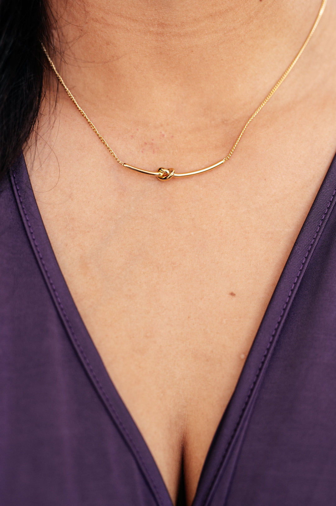 Womens - Love Knot Bar Necklace