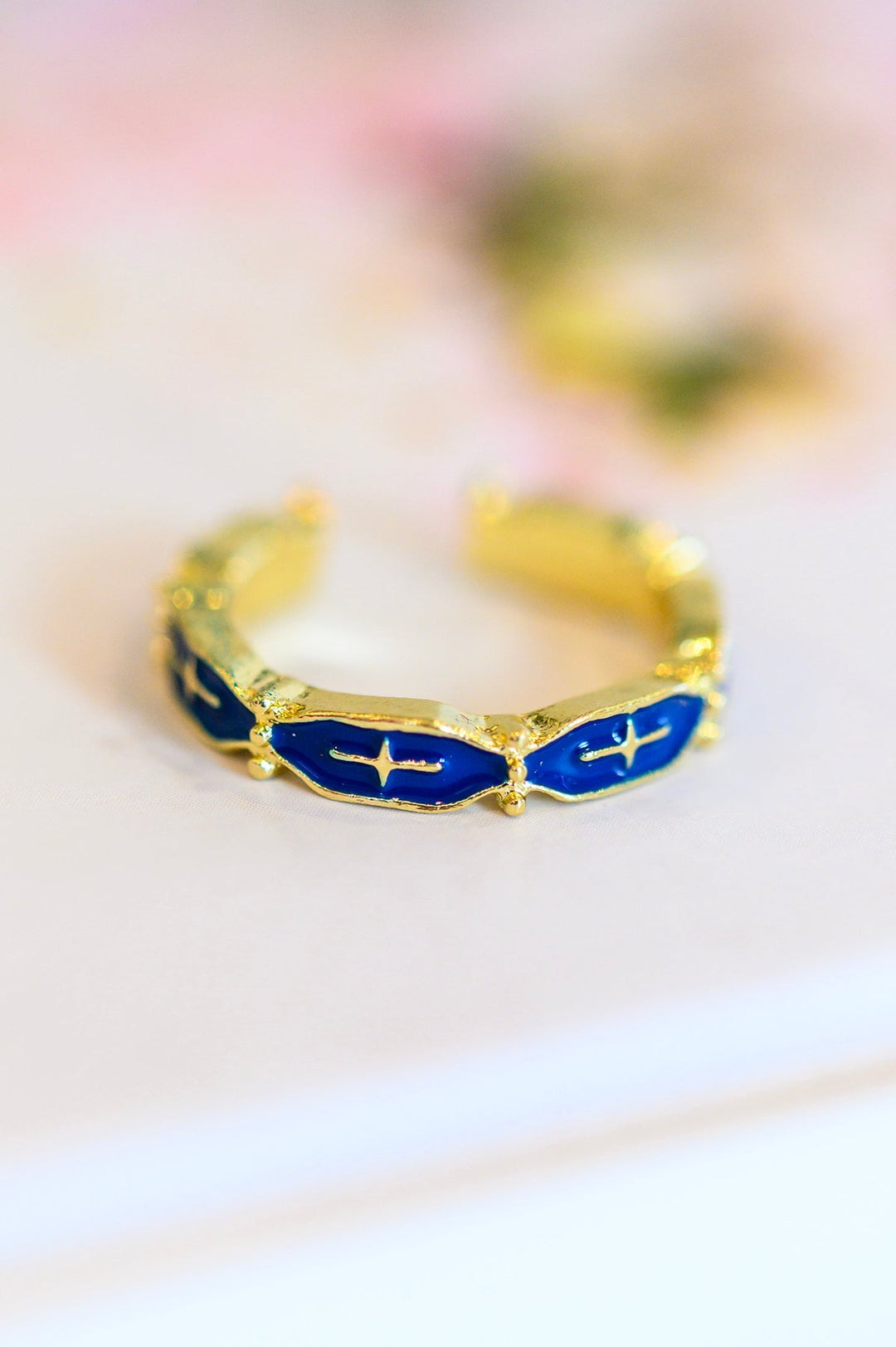 Womens - Mariana Hand Crafted Blue Cross Ring