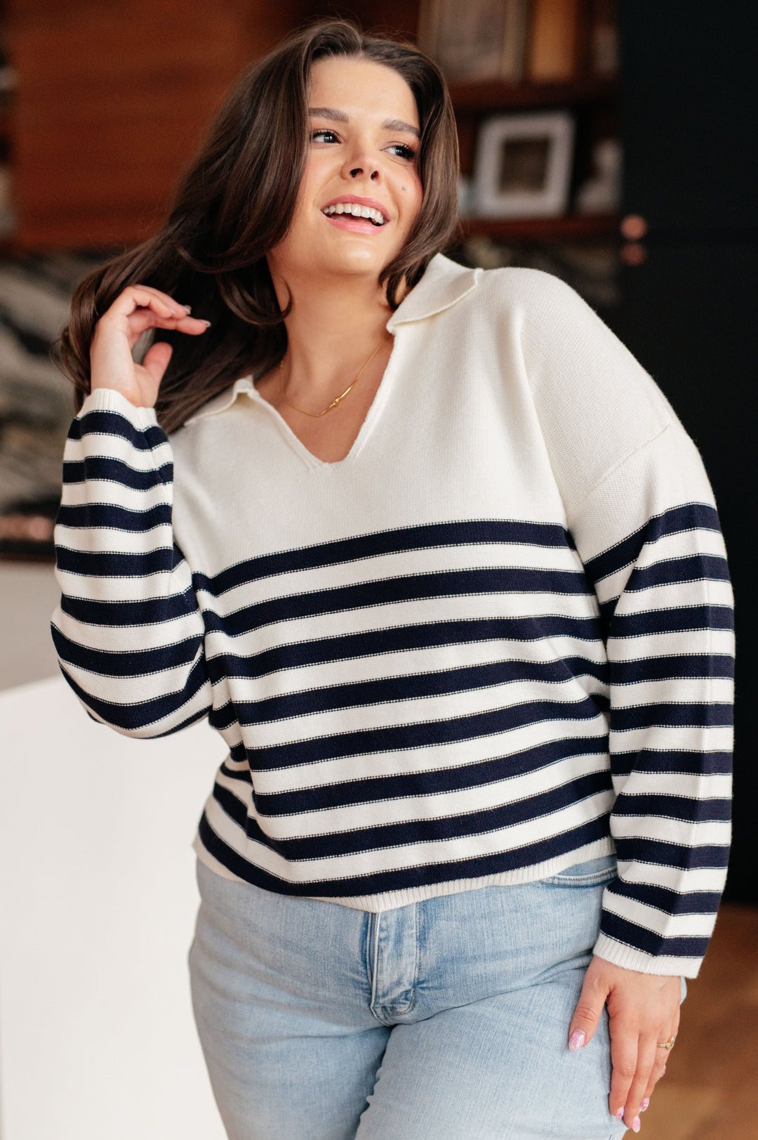 Womens - Memorable Moments Striped Sweater In White