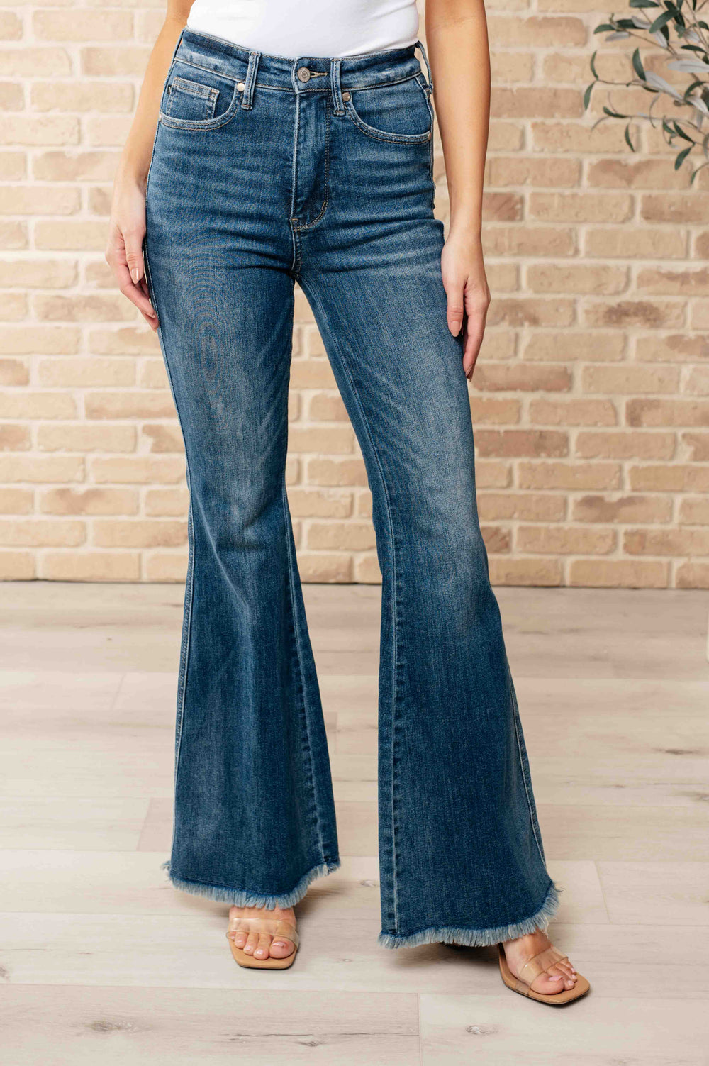 Womens - Miley High Waist Control Top Frayed Hem Flare Jeans