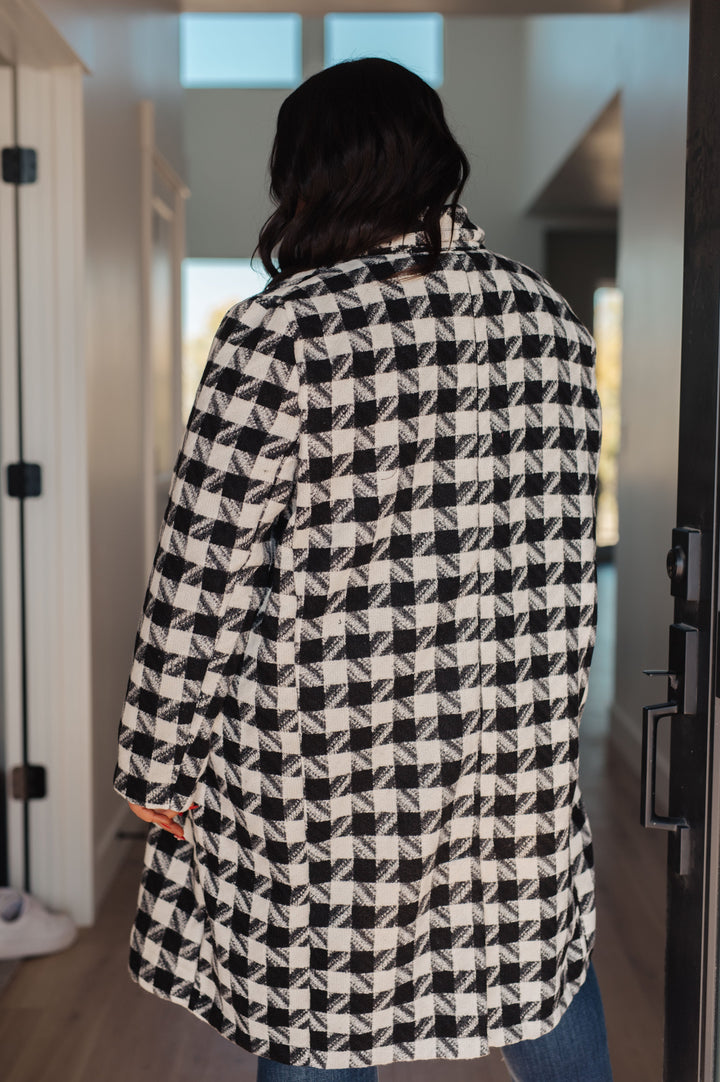 Womens - Monochromatic Moment Houndstooth Coat