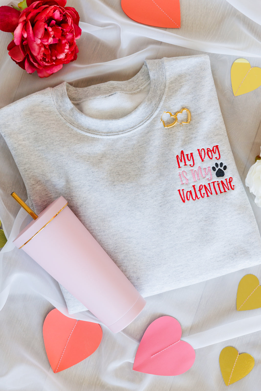 Womens - PREORDER: My Dog Is My Valentine Embroidered Sweatshirt