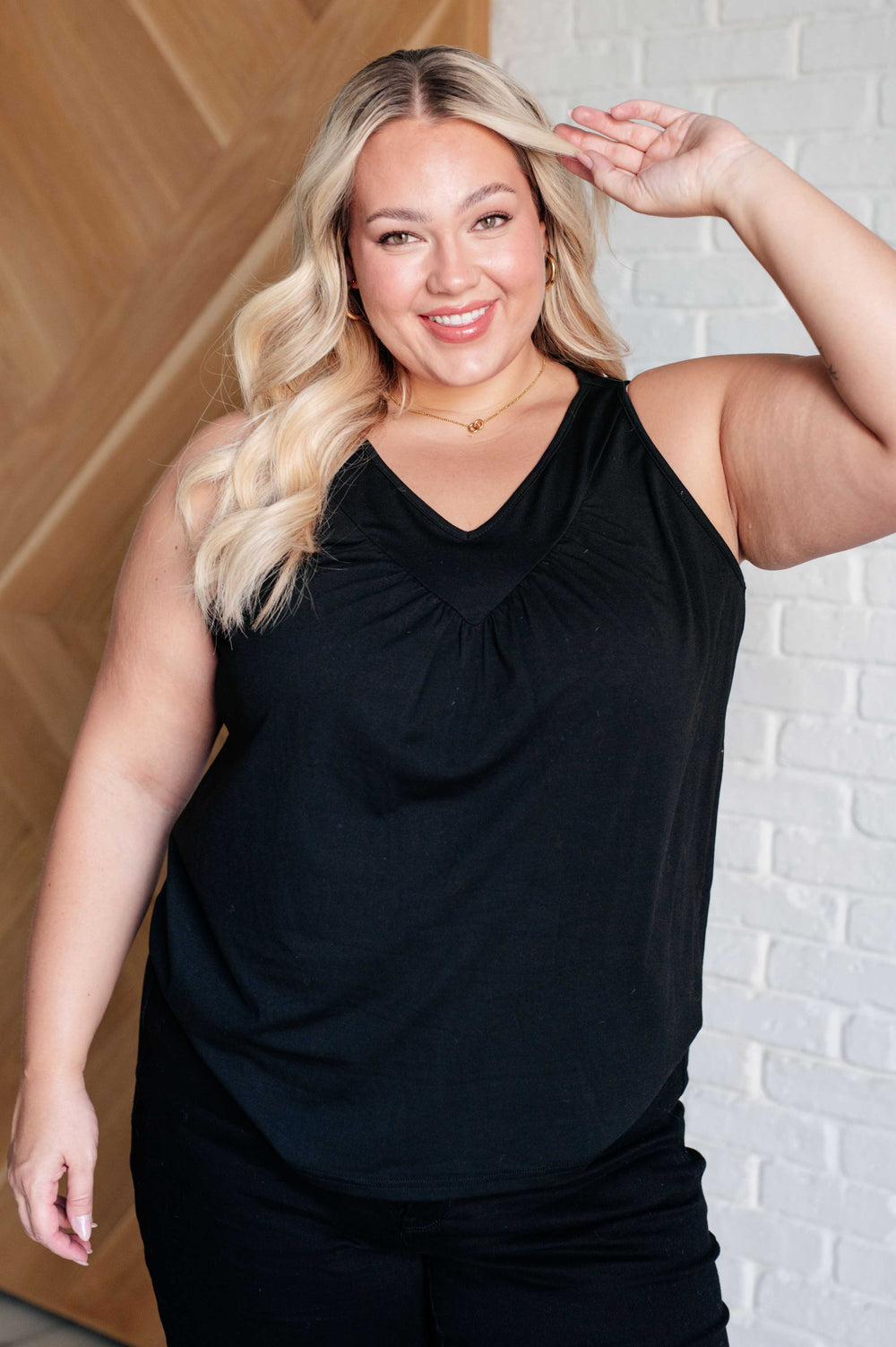 Tops - Not So Anxious V-Neck Tank In Black