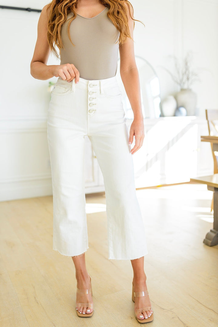 Womens - Not Too Salty High Rise Wide Leg Cropped Jeans
