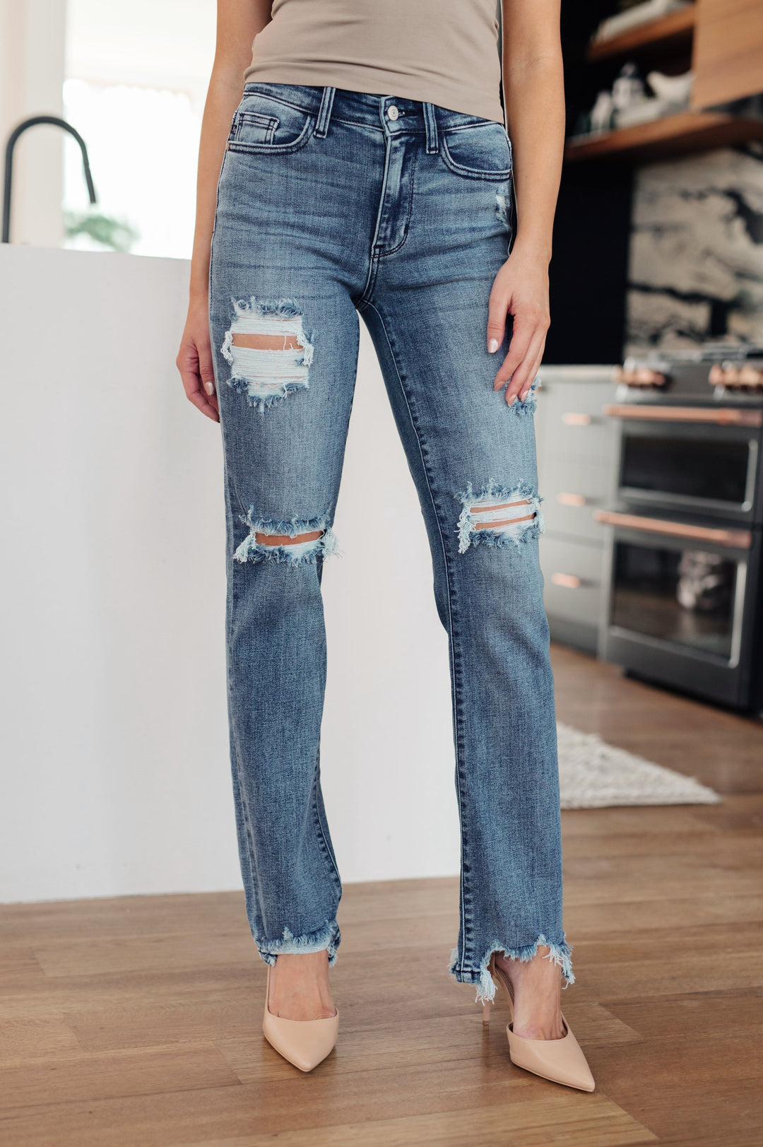 Womens - O'Hara Destroyed Straight Jeans
