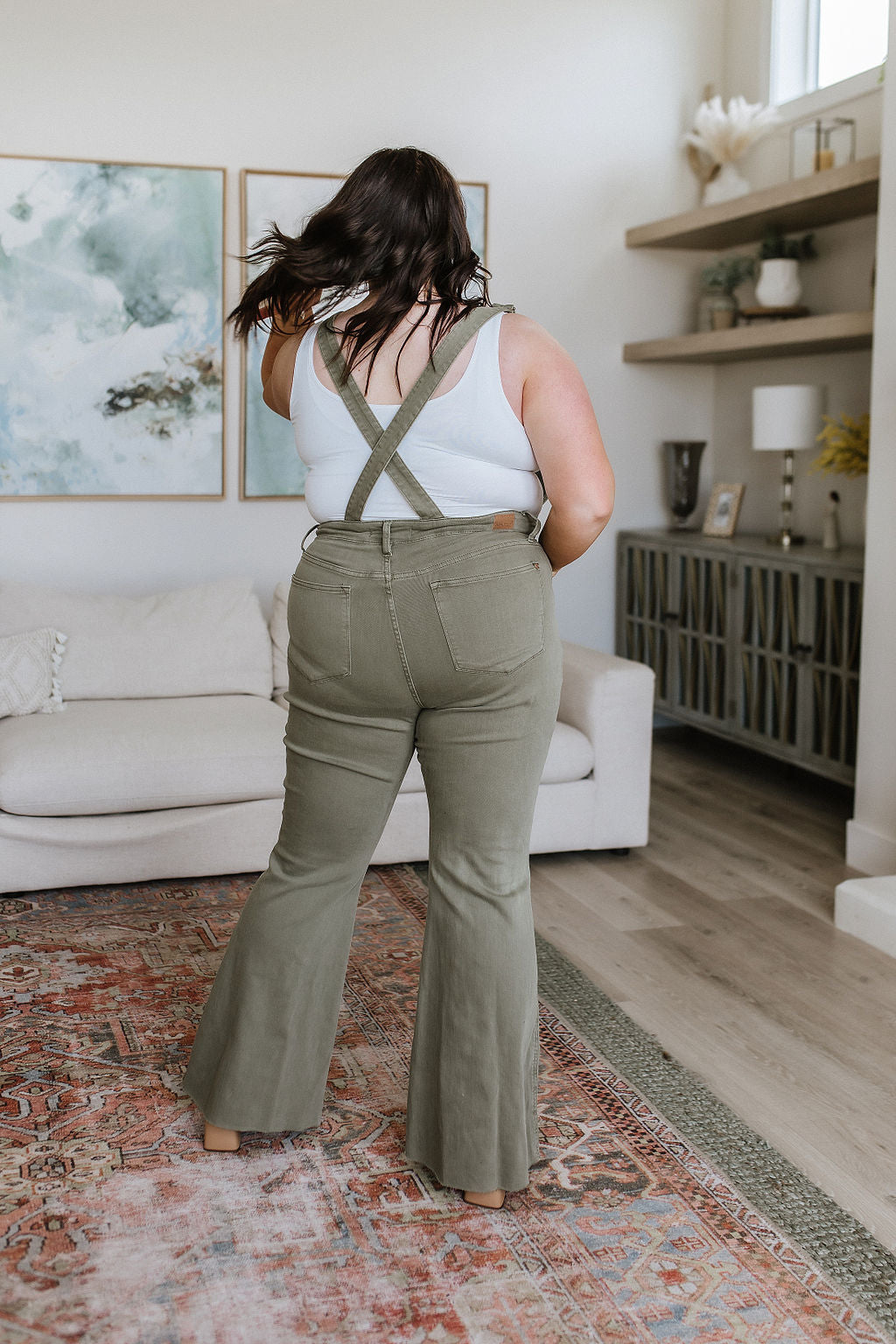 Womens - Olivia Control Top Release Hem Overalls In Olive