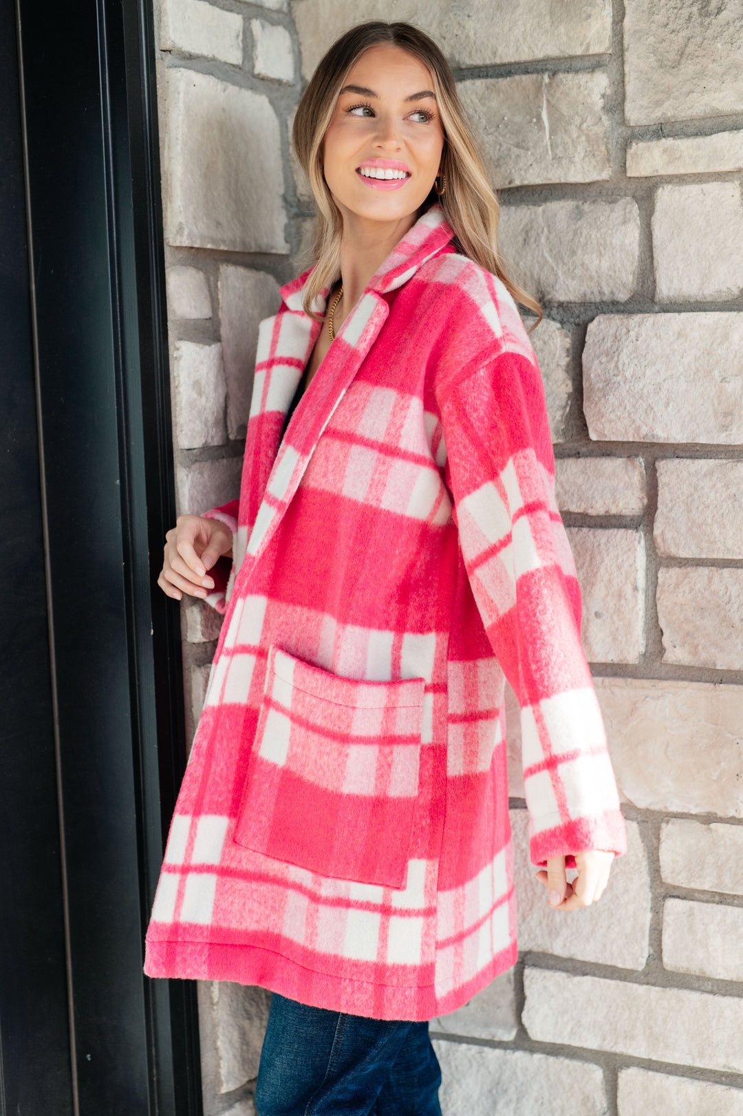 Womens - Passion In Plaid Coat In Pink