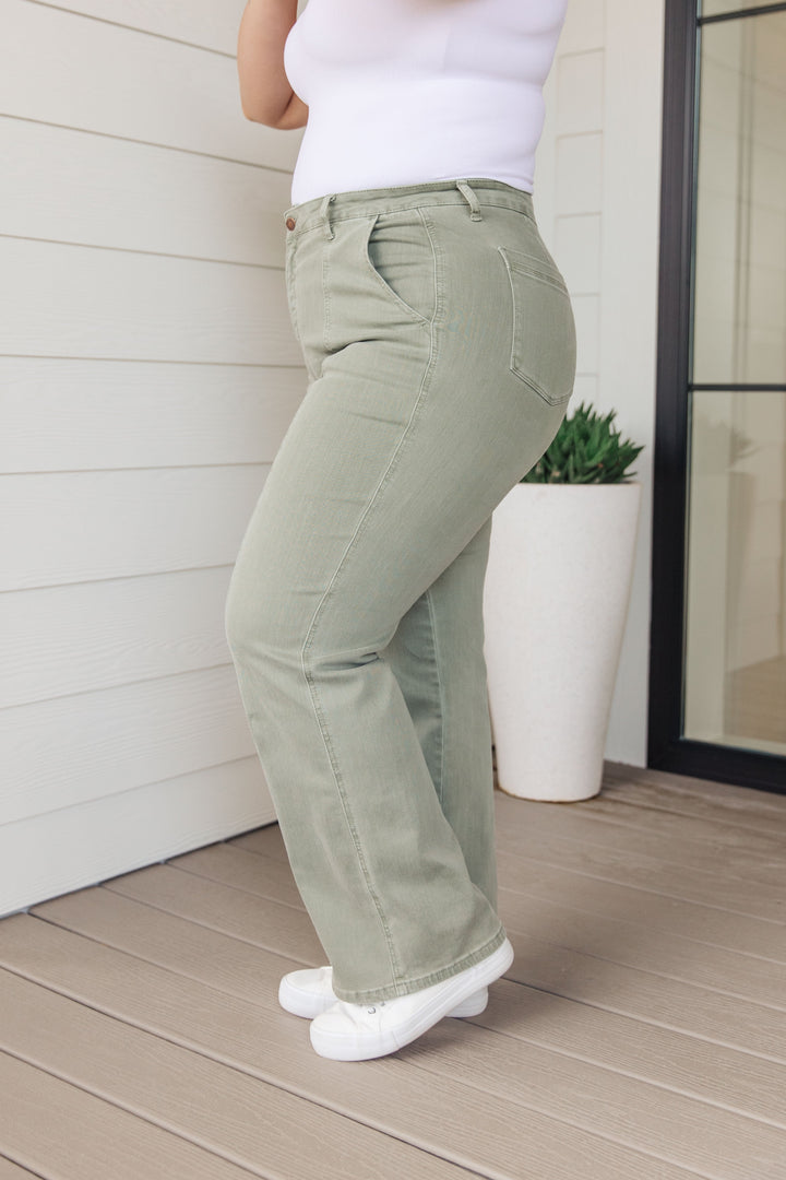 Womens - Phoebe High Rise Front Seam Straight Jeans In Sage