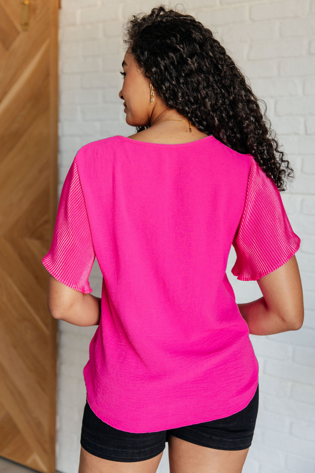 Womens - Pink And Perfect Ruffle Sleeve Top