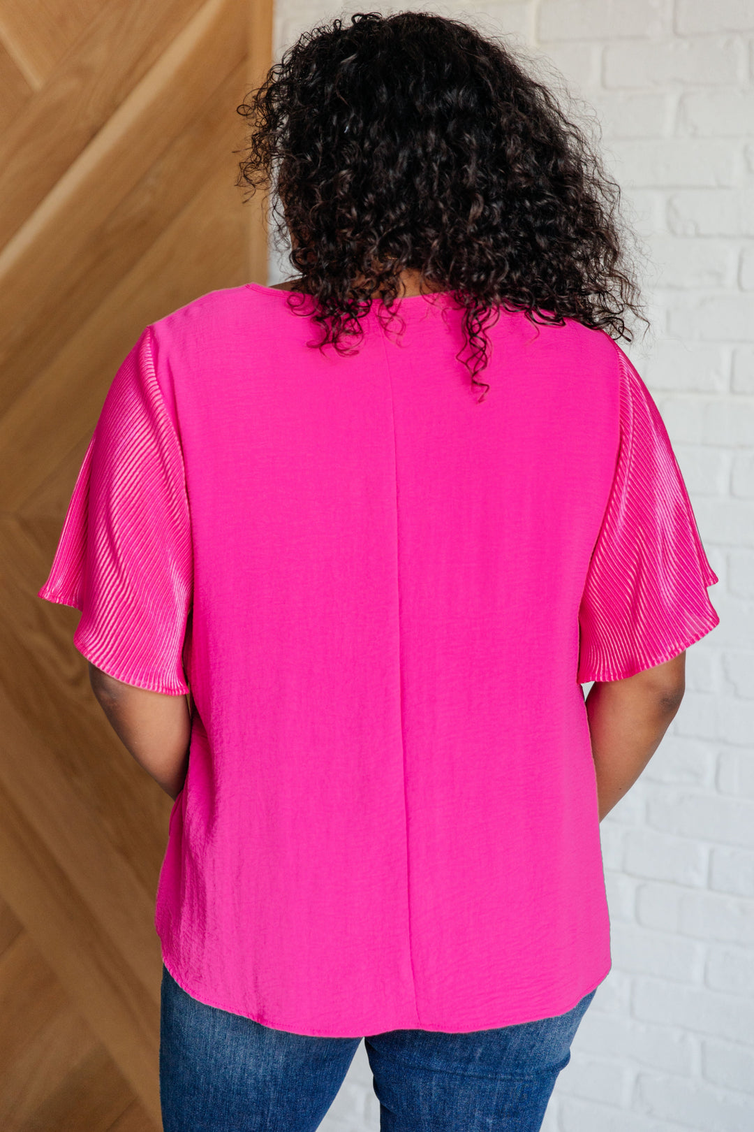 Womens - Pink And Perfect Ruffle Sleeve Top