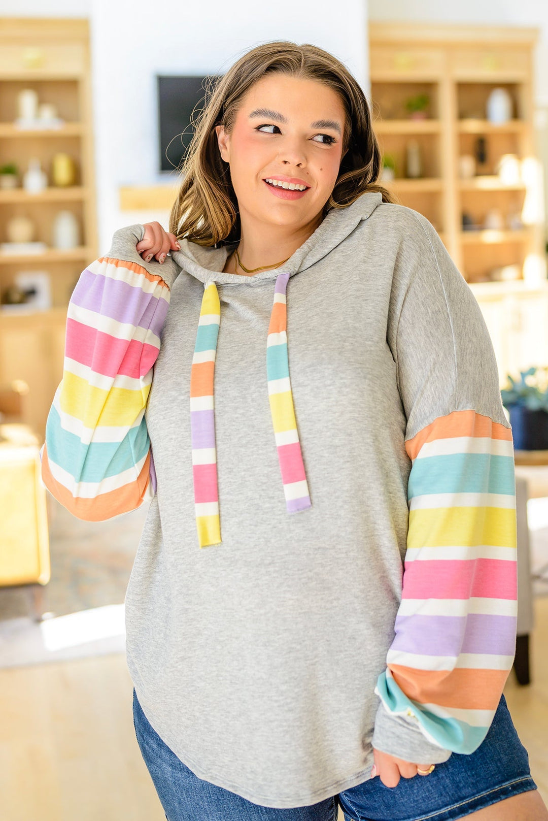Womens - Rainbow Connection Striped Hoodie