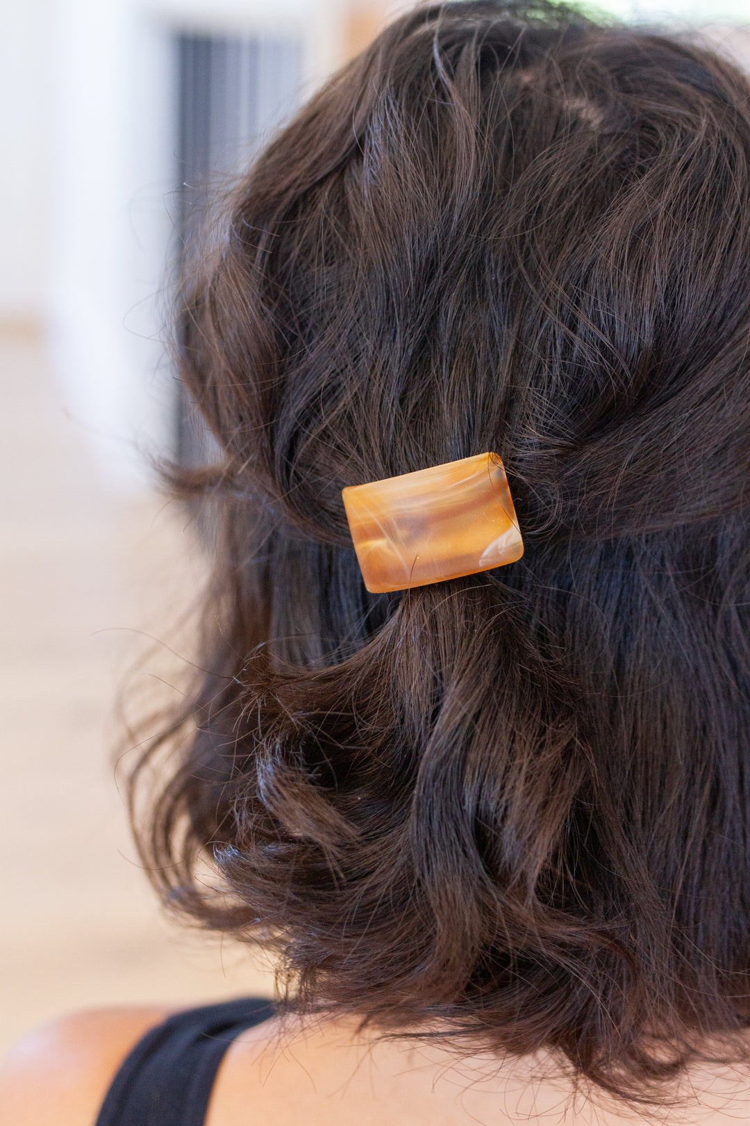 Womens - Rectangle Cuff Hair Tie Elastic In Amber