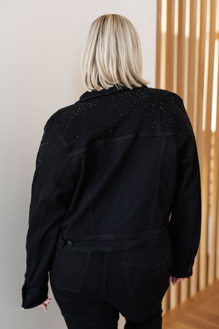 Womens - Reese Rhinestone Denim Jacket In Black