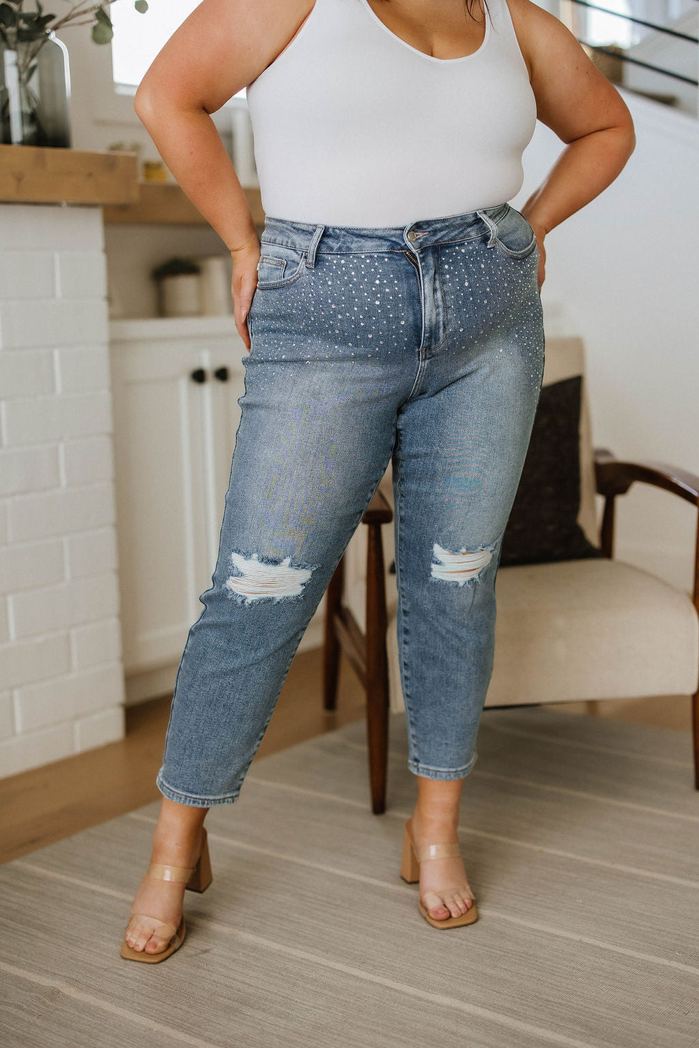 Womens - Reese Rhinestone Slim Fit Jeans
