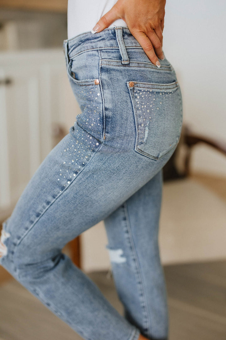 Womens - Reese Rhinestone Slim Fit Jeans