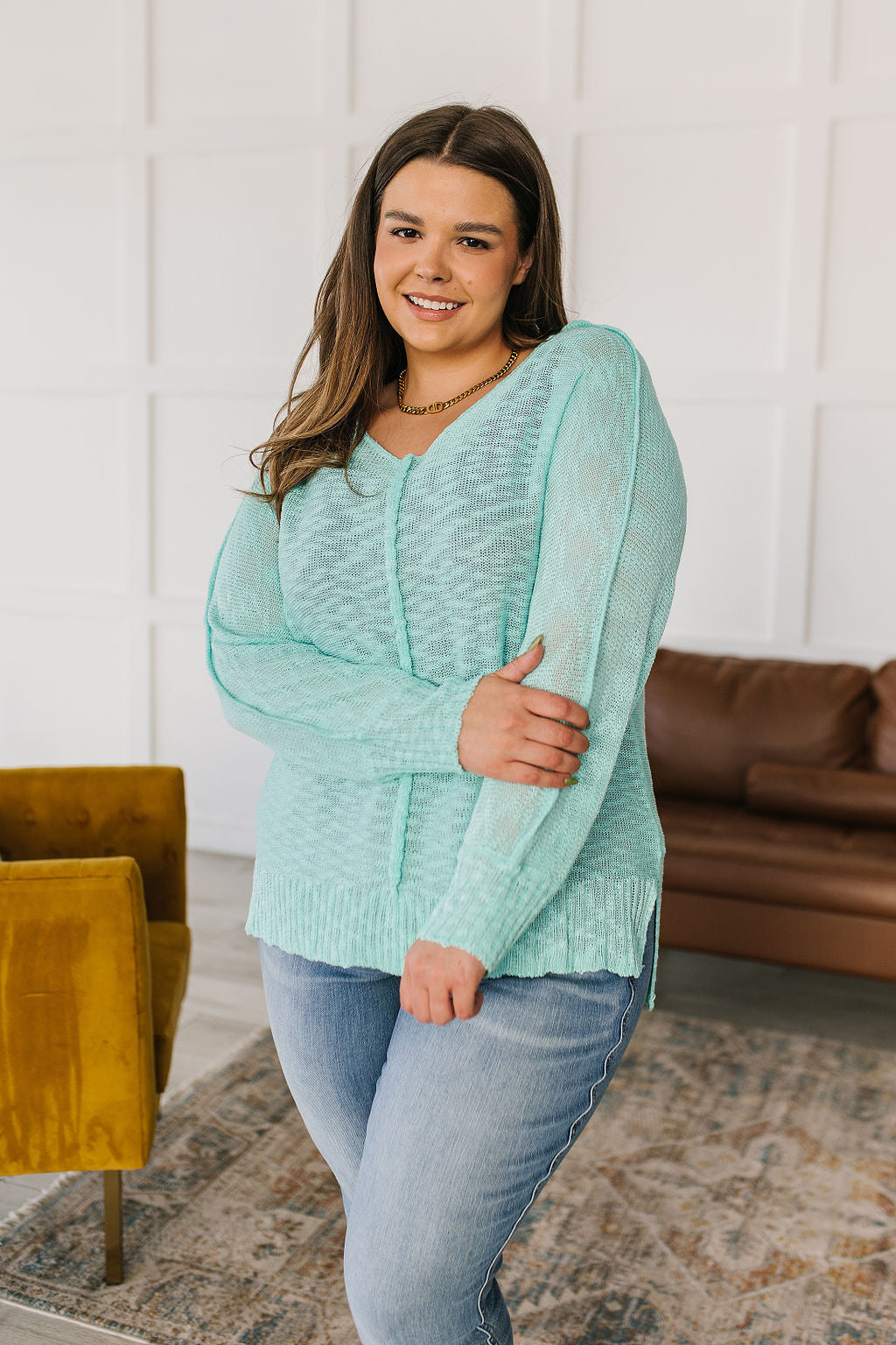 Womens - Relax With Me Knit Top In Aqua