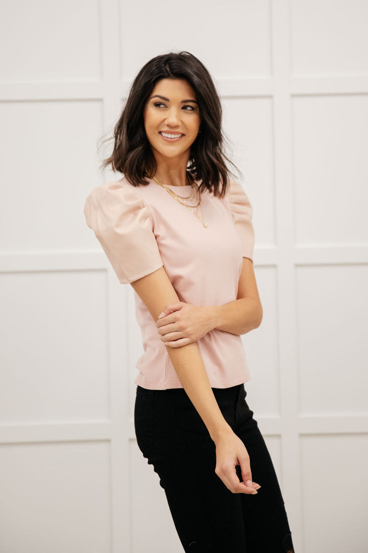 Womens - Rock On Puff Sleeve Top In Blush