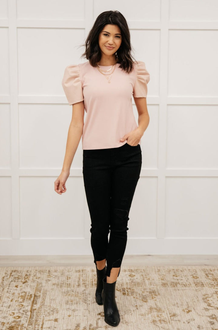 Womens - Rock On Puff Sleeve Top In Blush