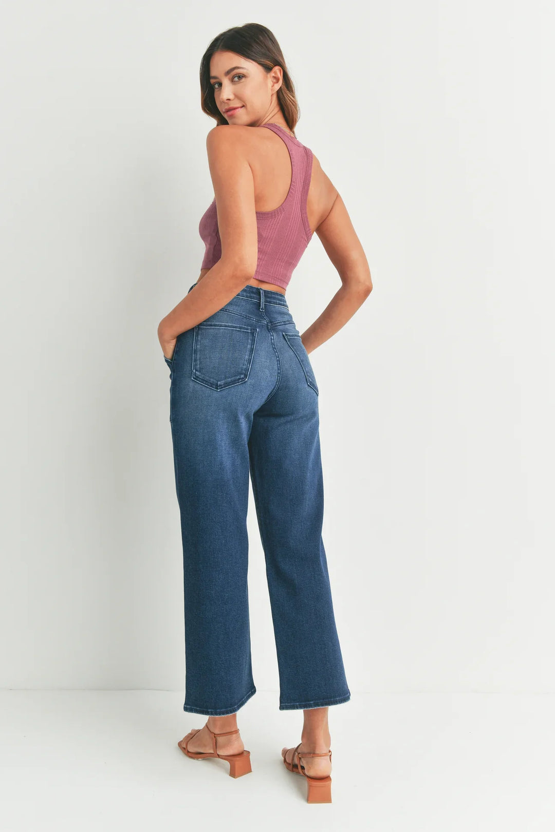 PREORDER: Patch Pocket Wide Leg Jeans in Four Colors