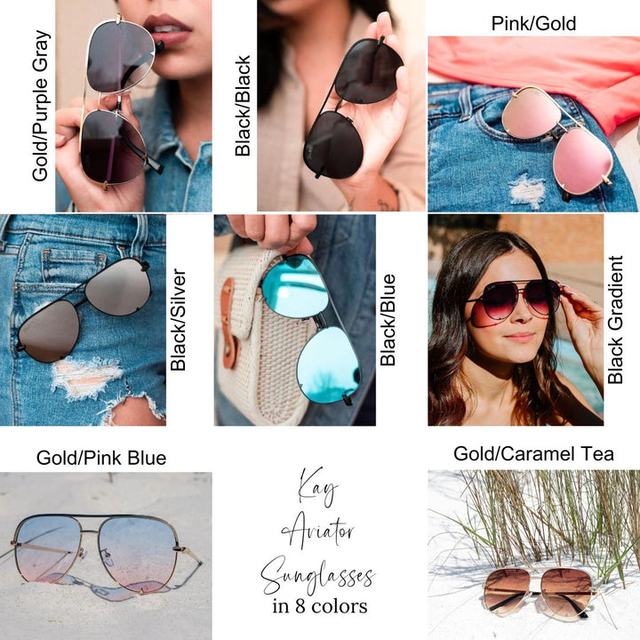 Womens - PREORDER: Kay Aviator Sunglasses In Eight Colors