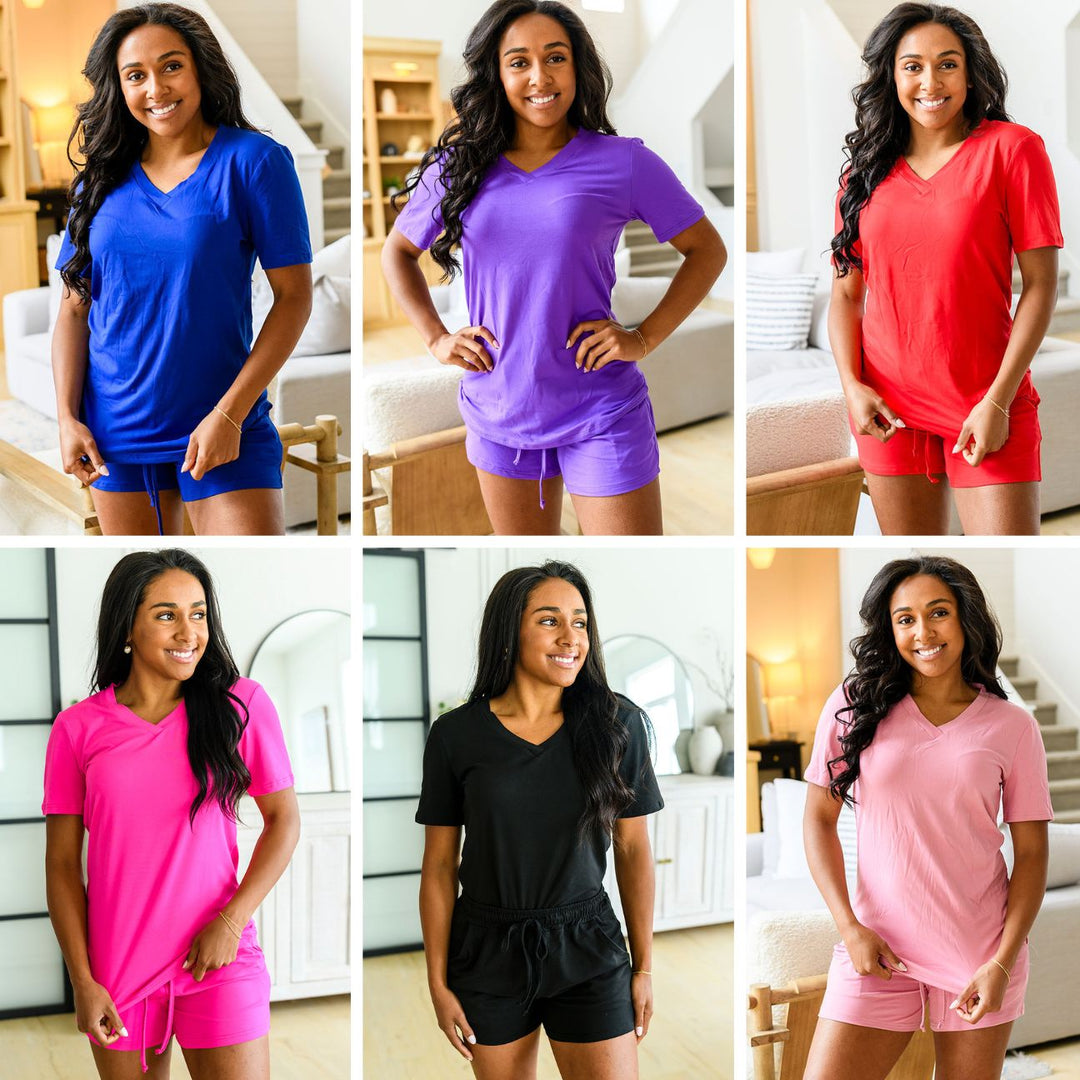 Womens - PREORDER: Solid Short Sleeve Pajama Set In Six Colors