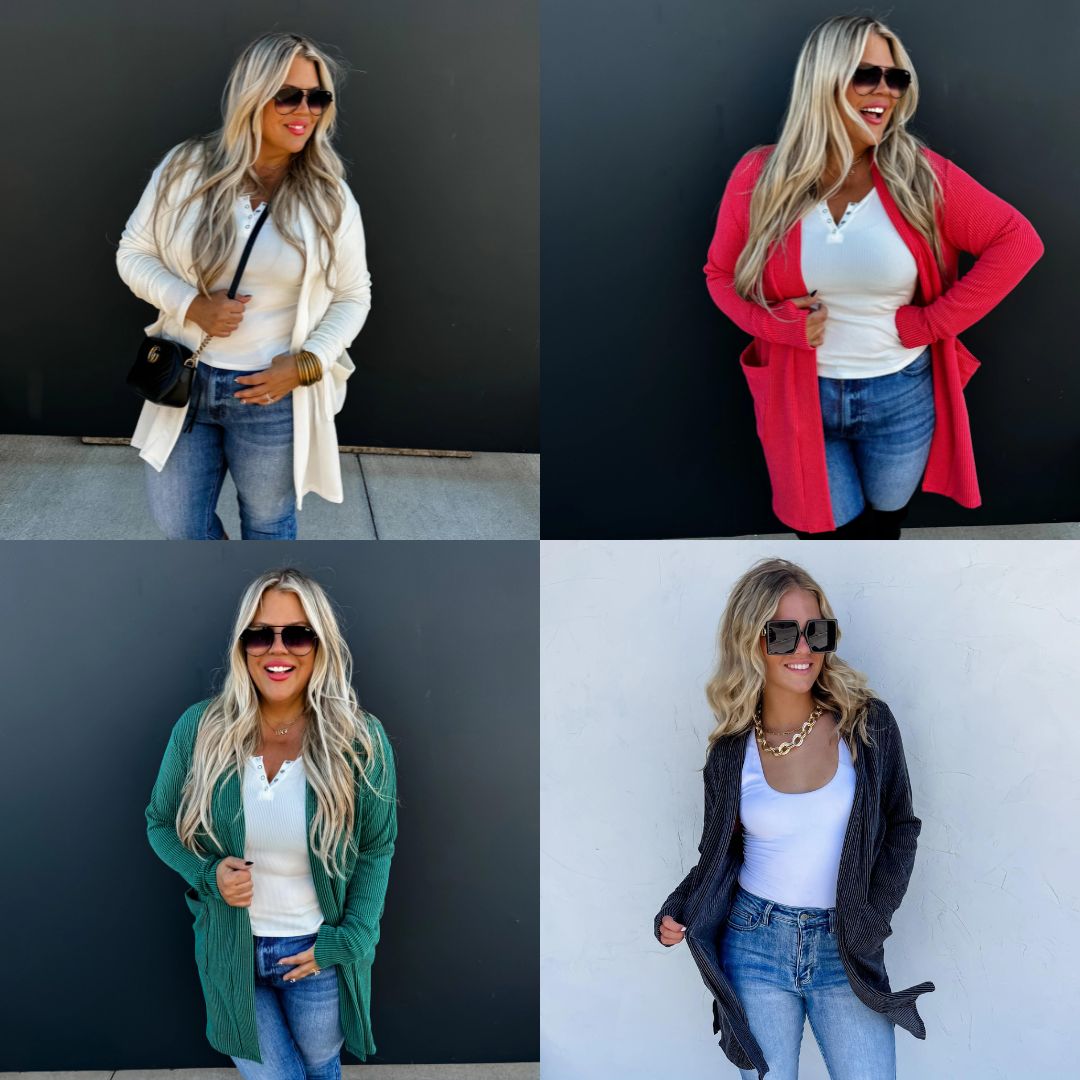 Womens - PREORDER: Winter Reese Ribbed Cardigan In Four Colors