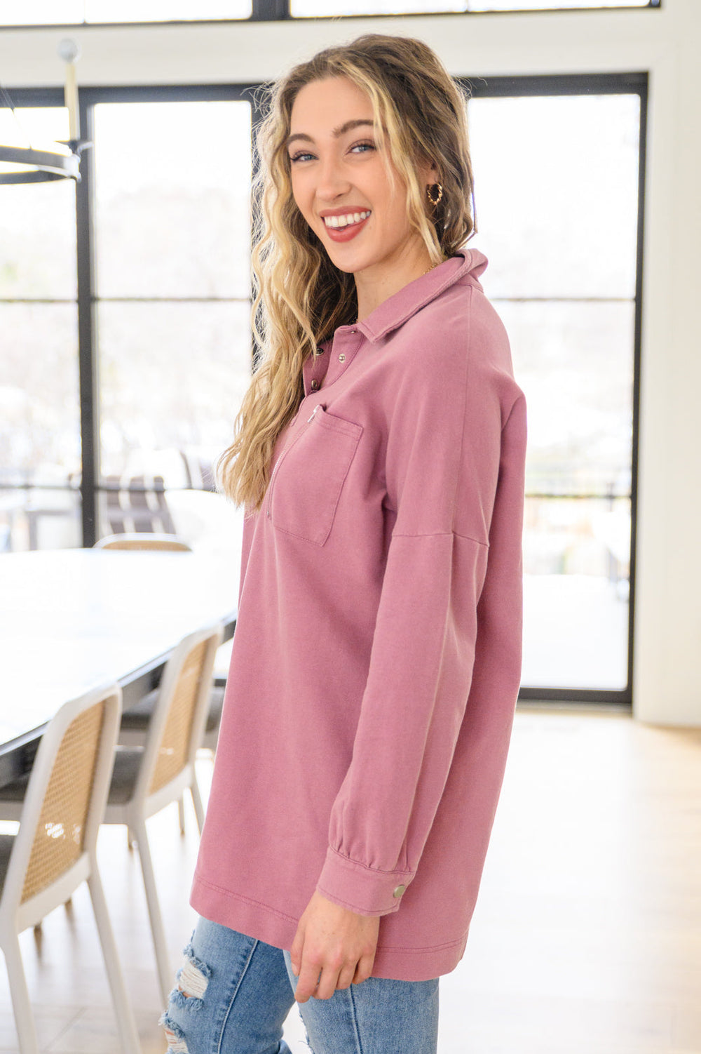 Womens - Sweet Crush Collar Pullover In Mauve