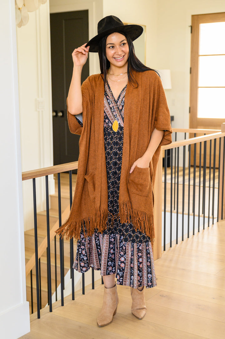 Tell My Story Rib Knit Kimono In Camel