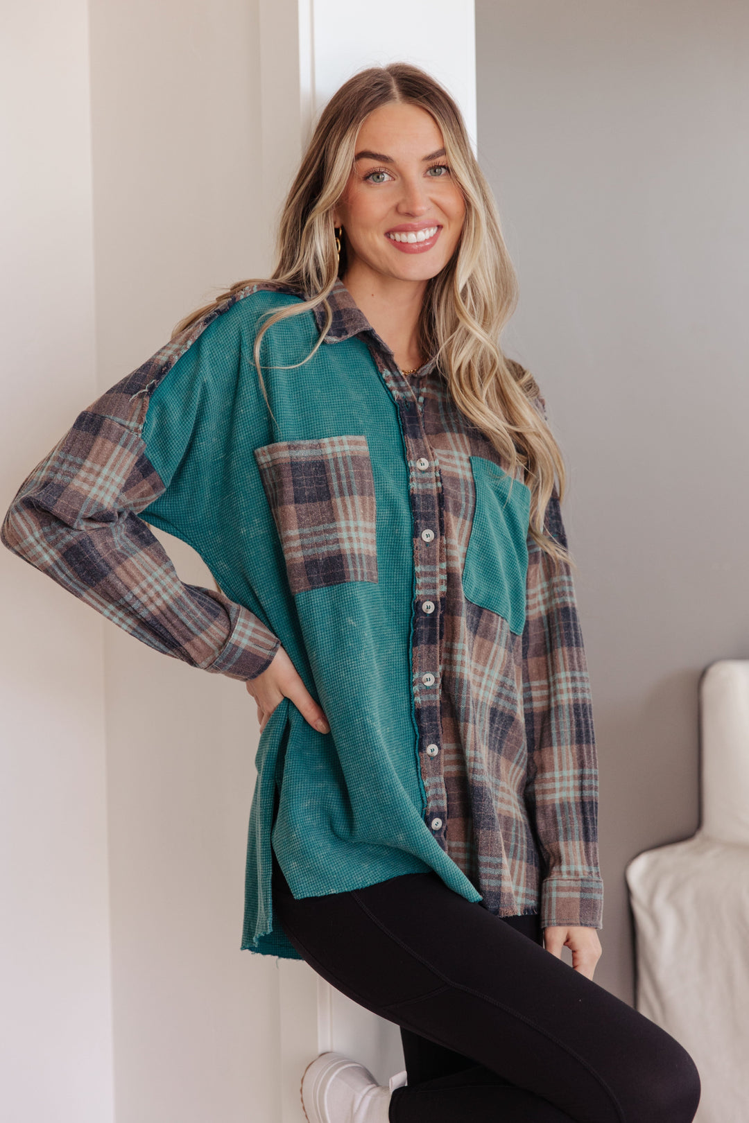 Womens - Tied For Time Thermal Plaid Button Up