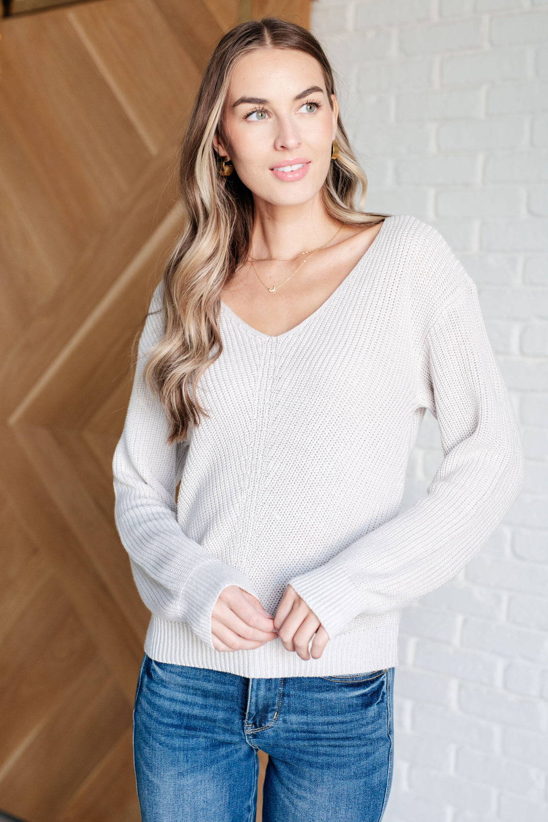 Tops - Told You So Ribbed Knit V Neck Sweater