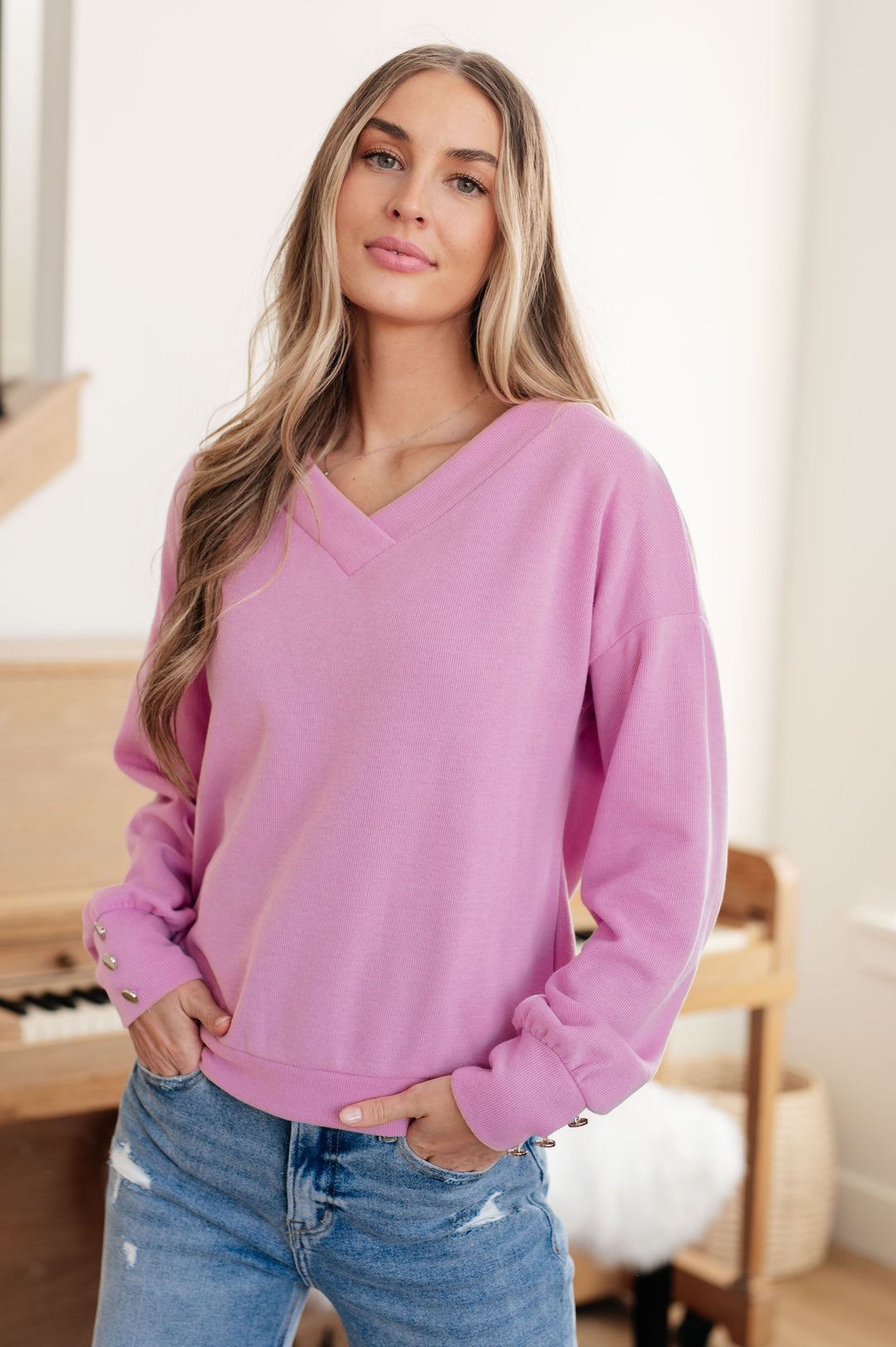 Womens - Totally Verified Long Sleeve V-Neck Top