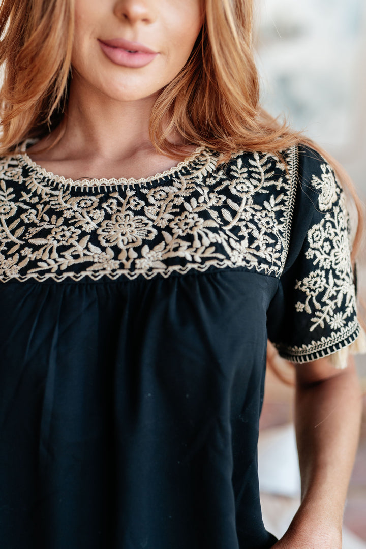 Womens - Try Again Embroidered Top