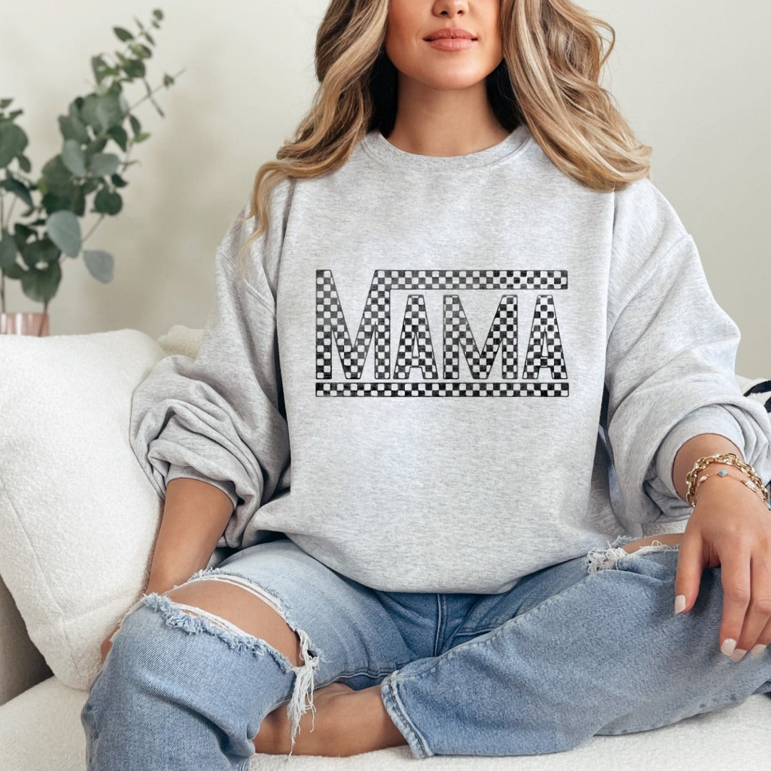 Womens - Checkered Mama Graphic Sweatshirt