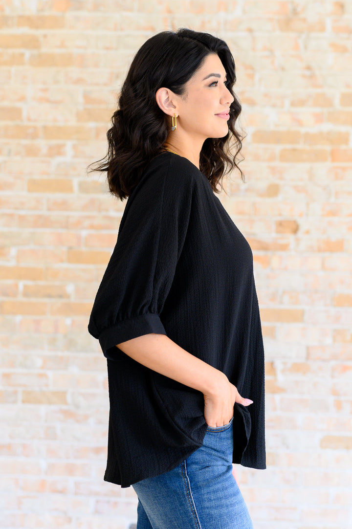 Up For Anything V-Neck Blouse in Black