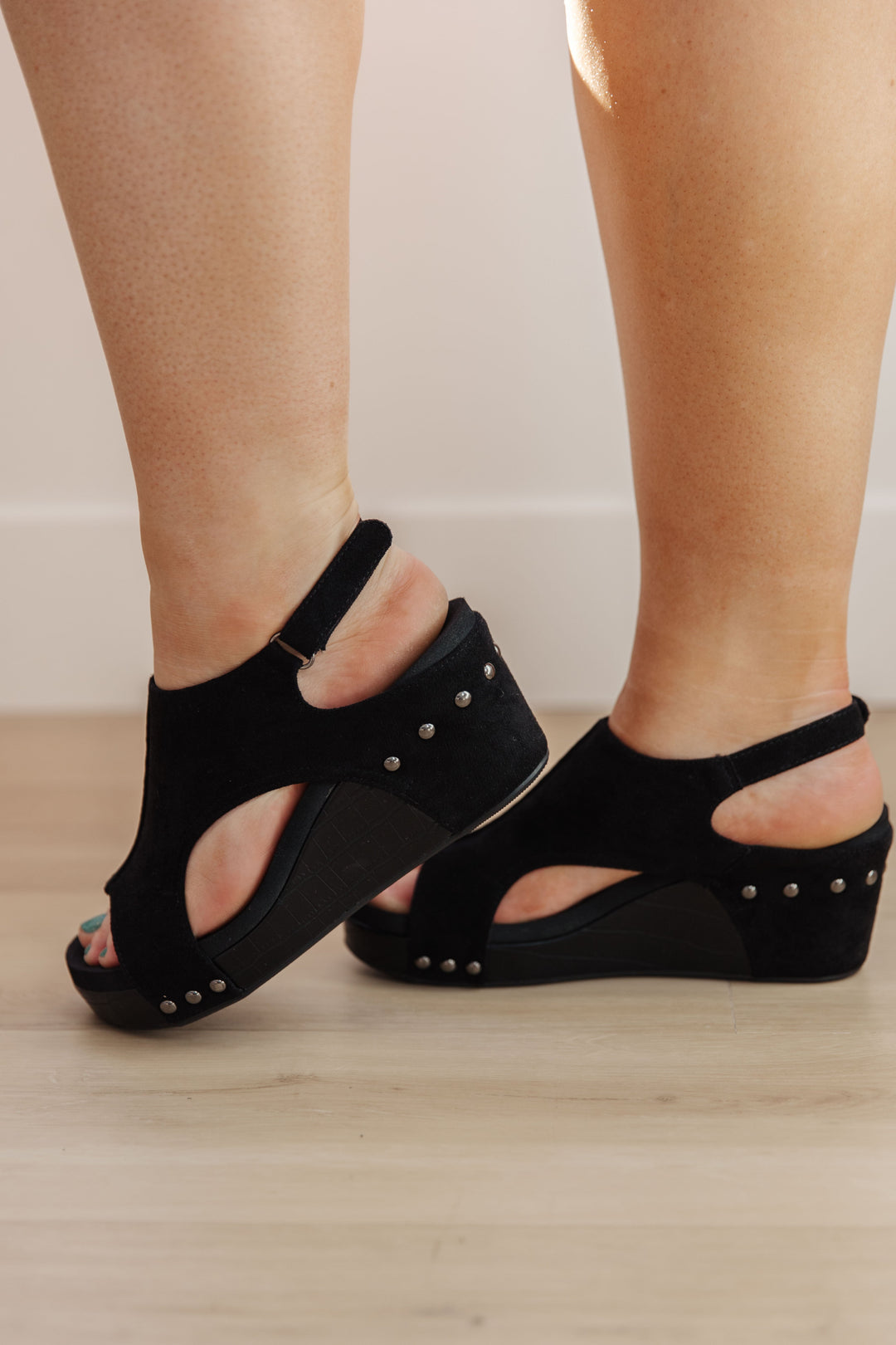 Womens - Walk This Way Wedge Sandals In Black Suede