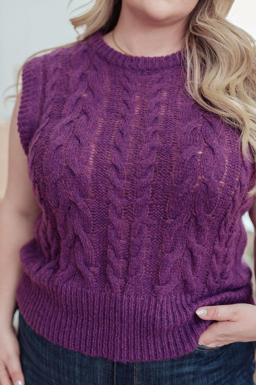 Womens - What's On Your Mind Cable Knit Vest