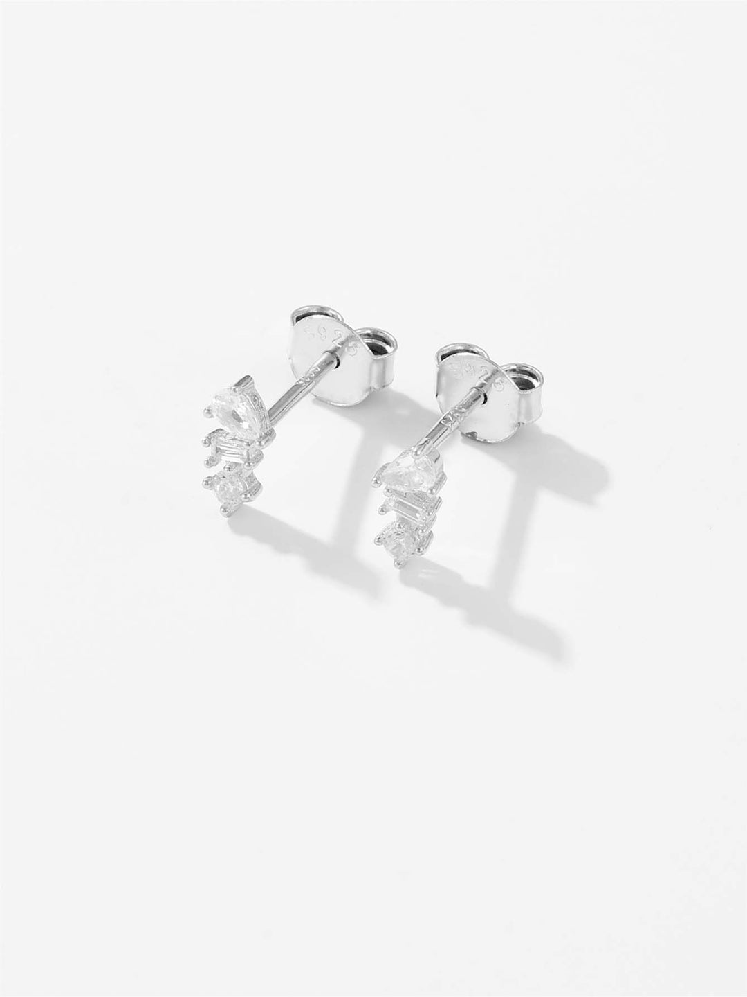 925 Sterling Silver Inlaid Zircon Stud Earrings