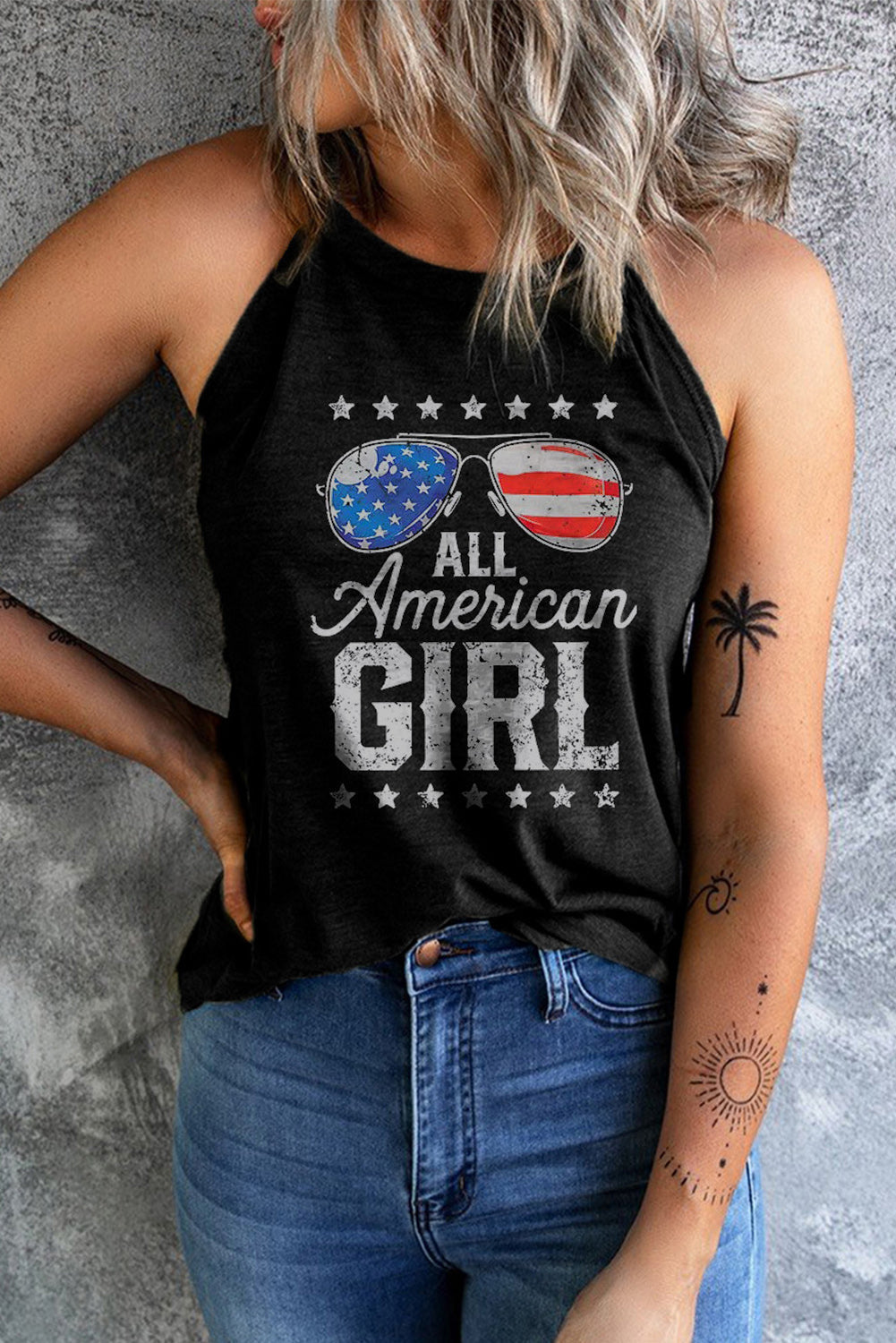 ALL AMERICAN GIRL Graphic Tank-Ever Joy