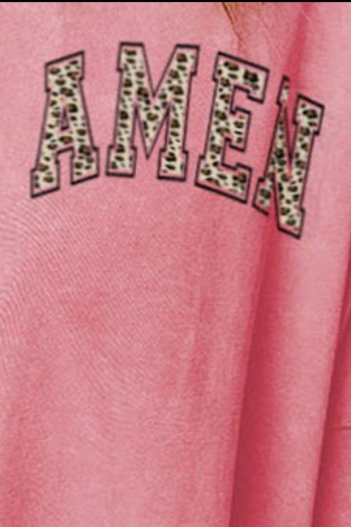 AMEN Graphic Dropped Shoulder Slit Sweatshirt-Ever Joy