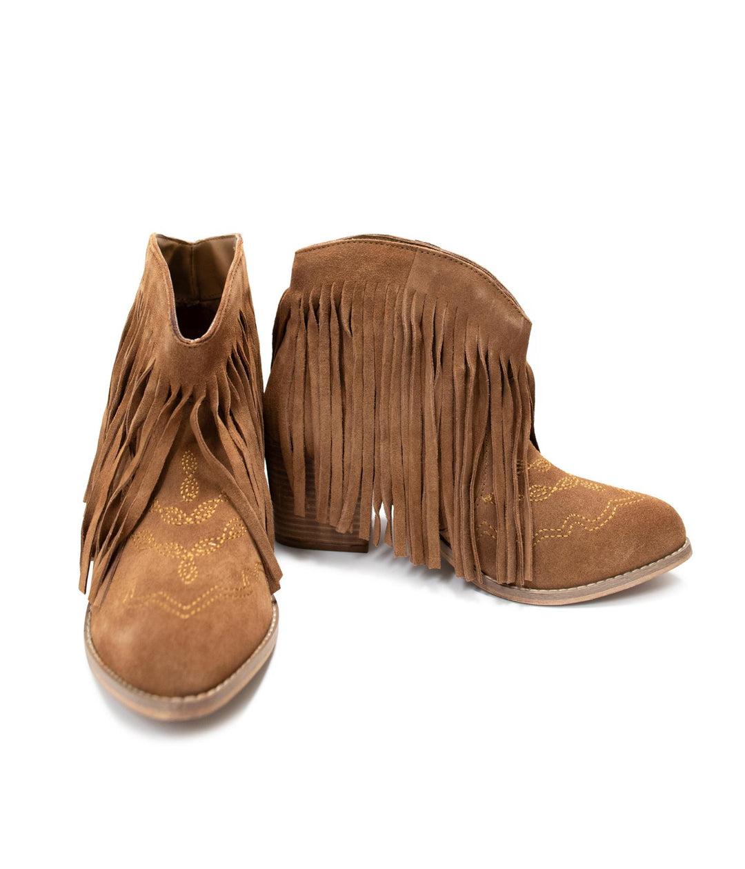 Shoes - Amos Fringe Ankle Bootie In Tan Suede