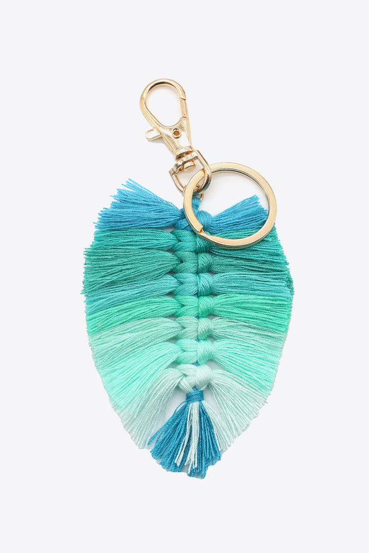 Assorted 4-Pack Leaf Shape Fringe Keychain