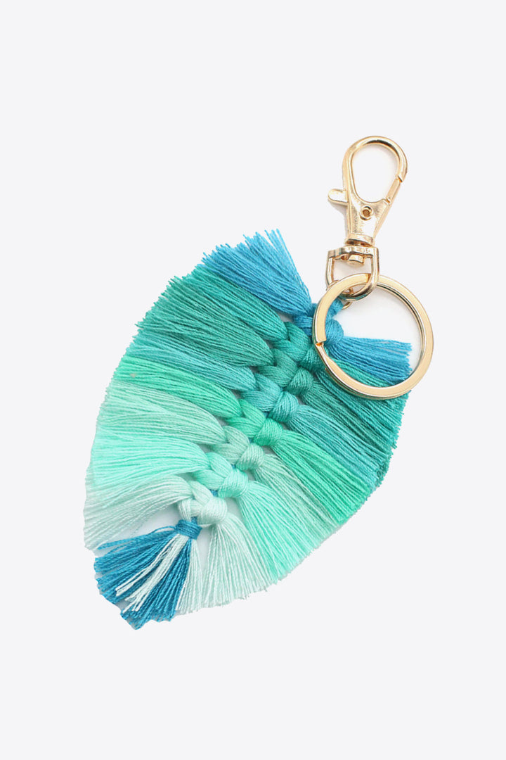 Assorted 4-Pack Leaf Shape Fringe Keychain