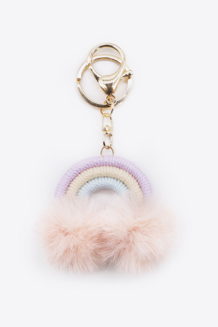 Assorted 4-Pack Rainbow Pom Pom Keychain