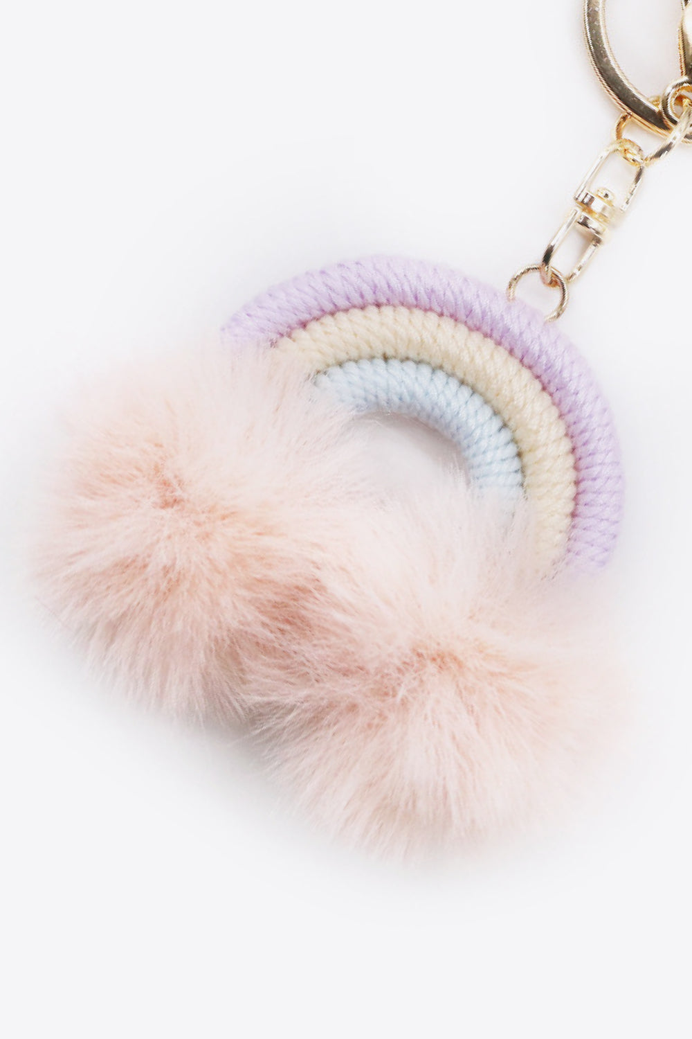 Assorted 4-Pack Rainbow Pom Pom Keychain