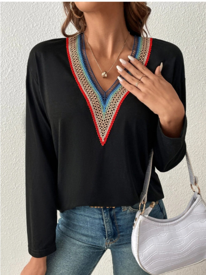 V-Neck Long Sleeve T-Shirt