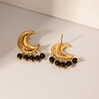 18K Gold-Plated Stainless Steel Moon Shape Earrings-Ever Joy