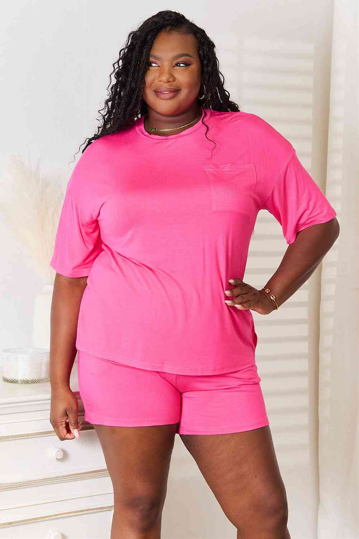 Basic Bae Full Size Soft Rayon Half Sleeve Top And Shorts Set