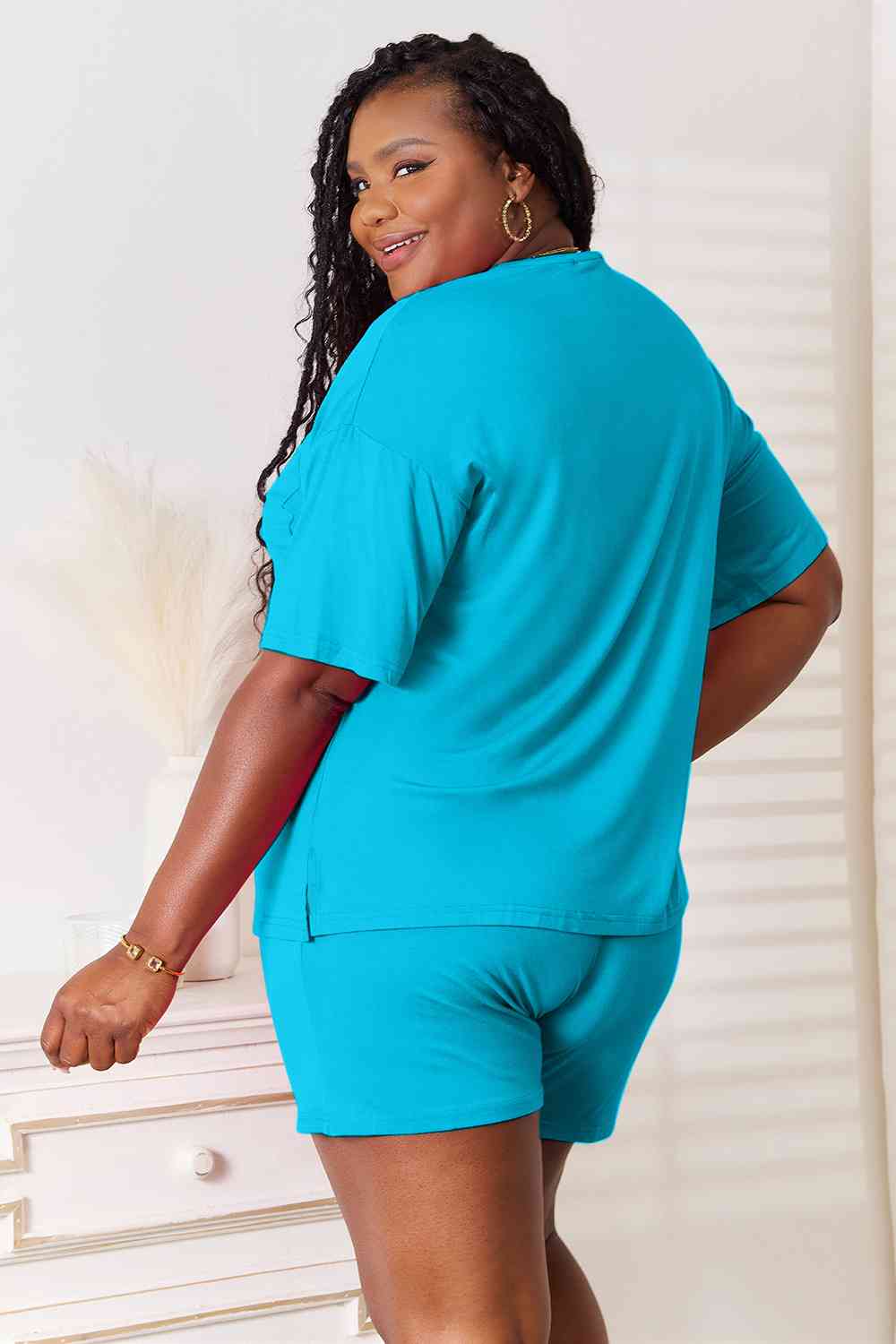 Basic Bae Full Size Soft Rayon Half Sleeve Top And Shorts Set