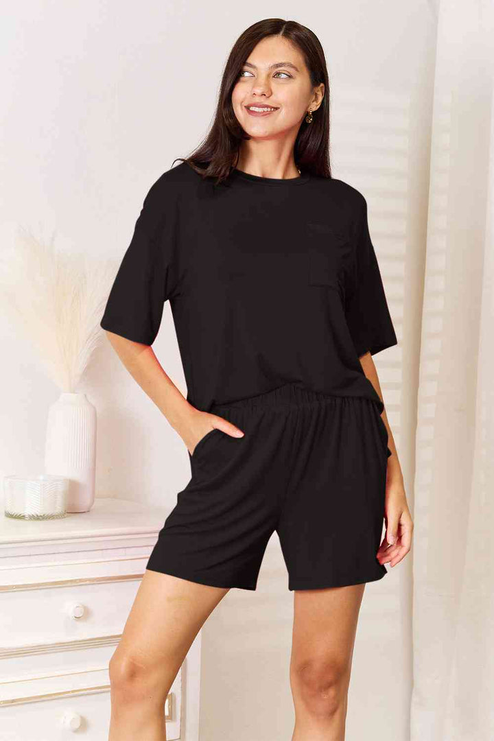 Basic Bae Full Size Soft Rayon Half Sleeve Top And Shorts Set