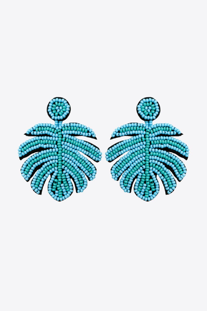 Beaded Banana Leaf Earrings